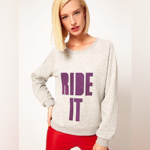 House of Holland Tops - House of Holland " Ride It " Graphic Print Crewneck Sweatshirt - Size XS